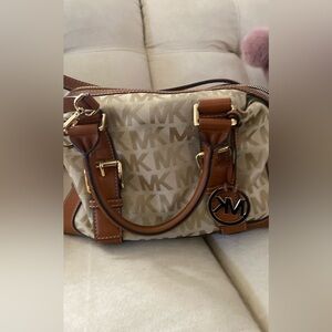 MICHAEL Michael Kors authentic medium brown and tan shoulder and handbag